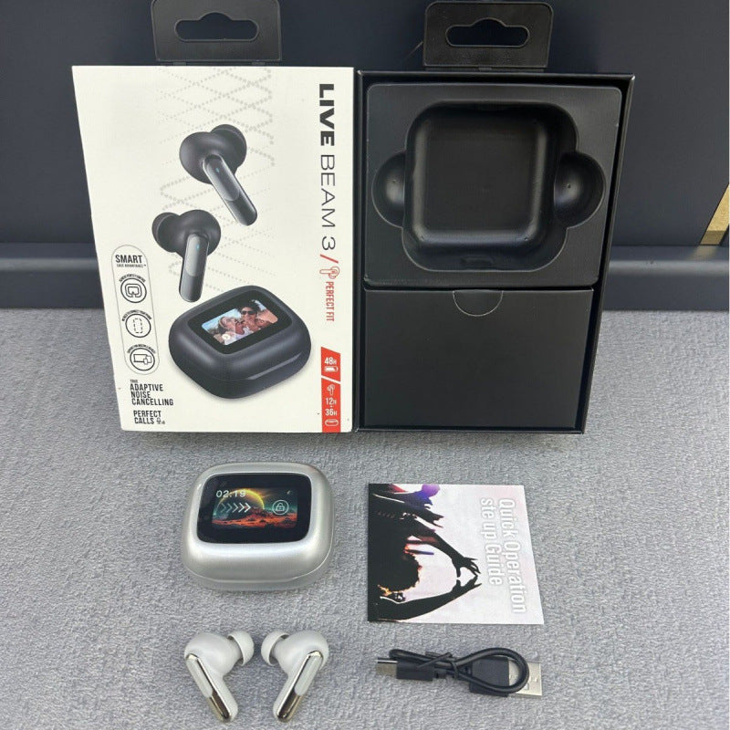 LIVE BEAM3 Cross-border Wireless TWS Bluetooth Headset Dual-mic Noise Reduction ANC Heavy Bass Call Multi-function