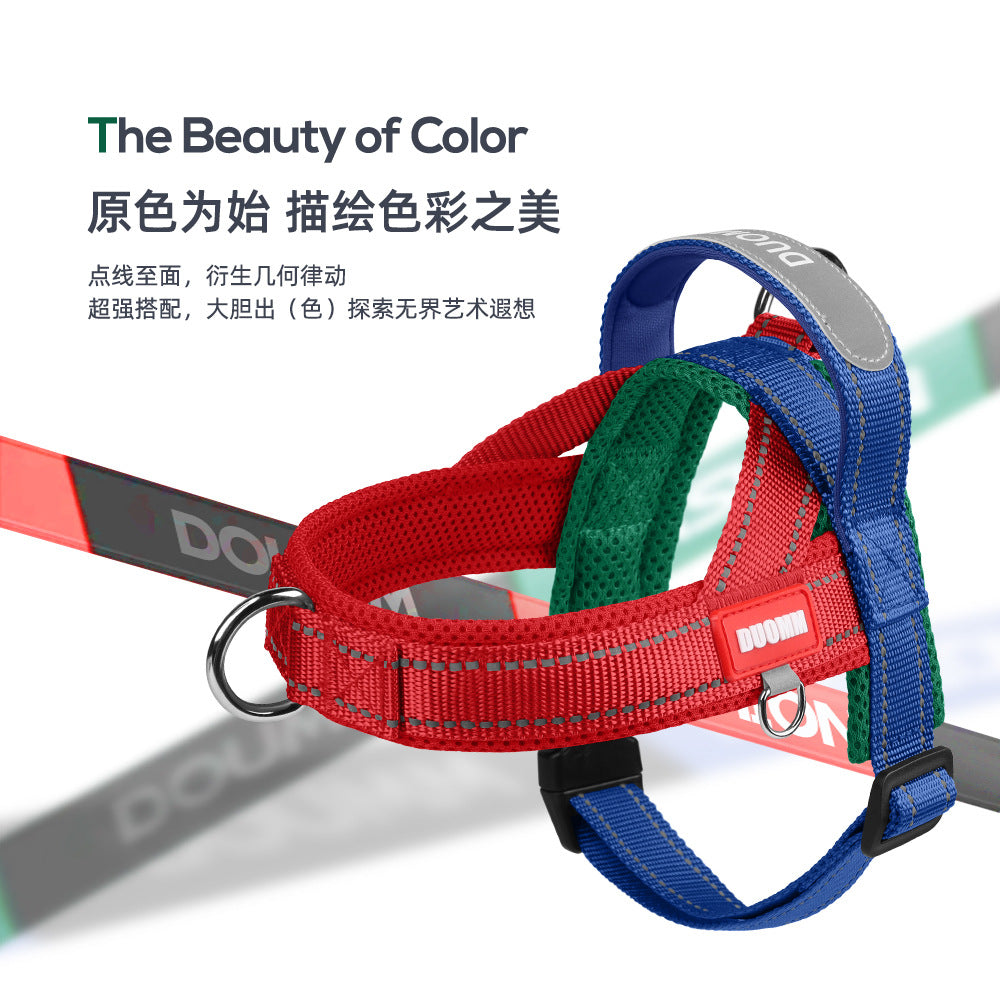 Pet Saddle Harness Reflective Explosion-Proof Puppy Harness Outdoor Dog Leash Color Matching Dog Leash Summer