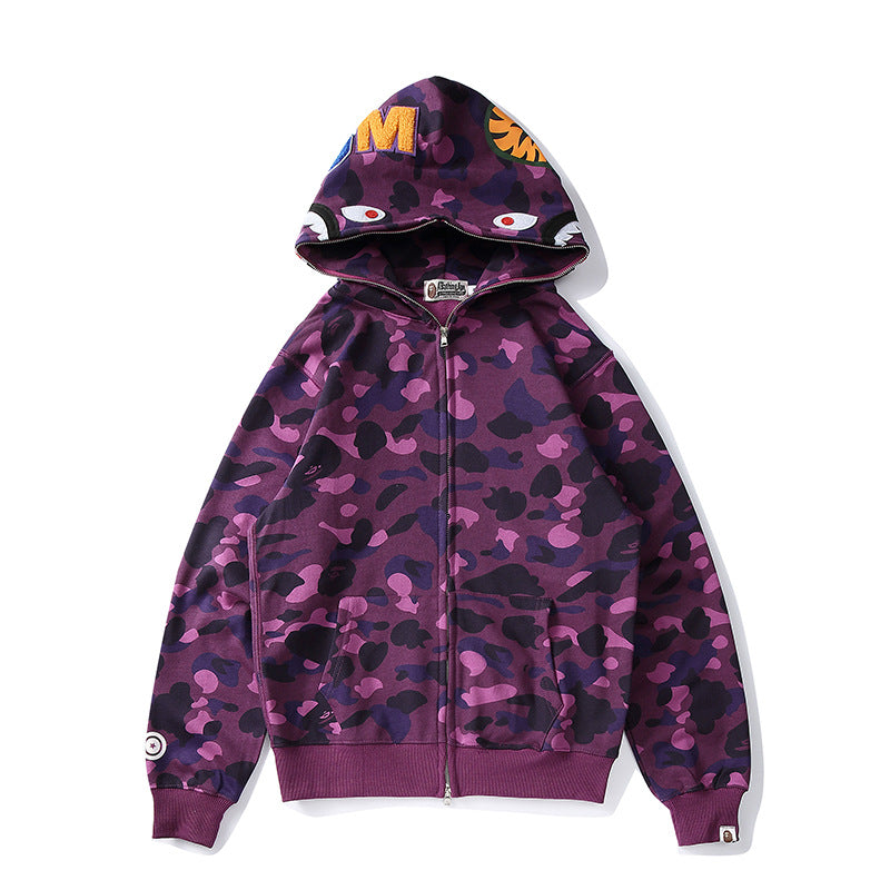 Cotton Print Classic Multicolor Embroidered Plus Size Loose Fleece-lined Cardigan Hooded Jacket
