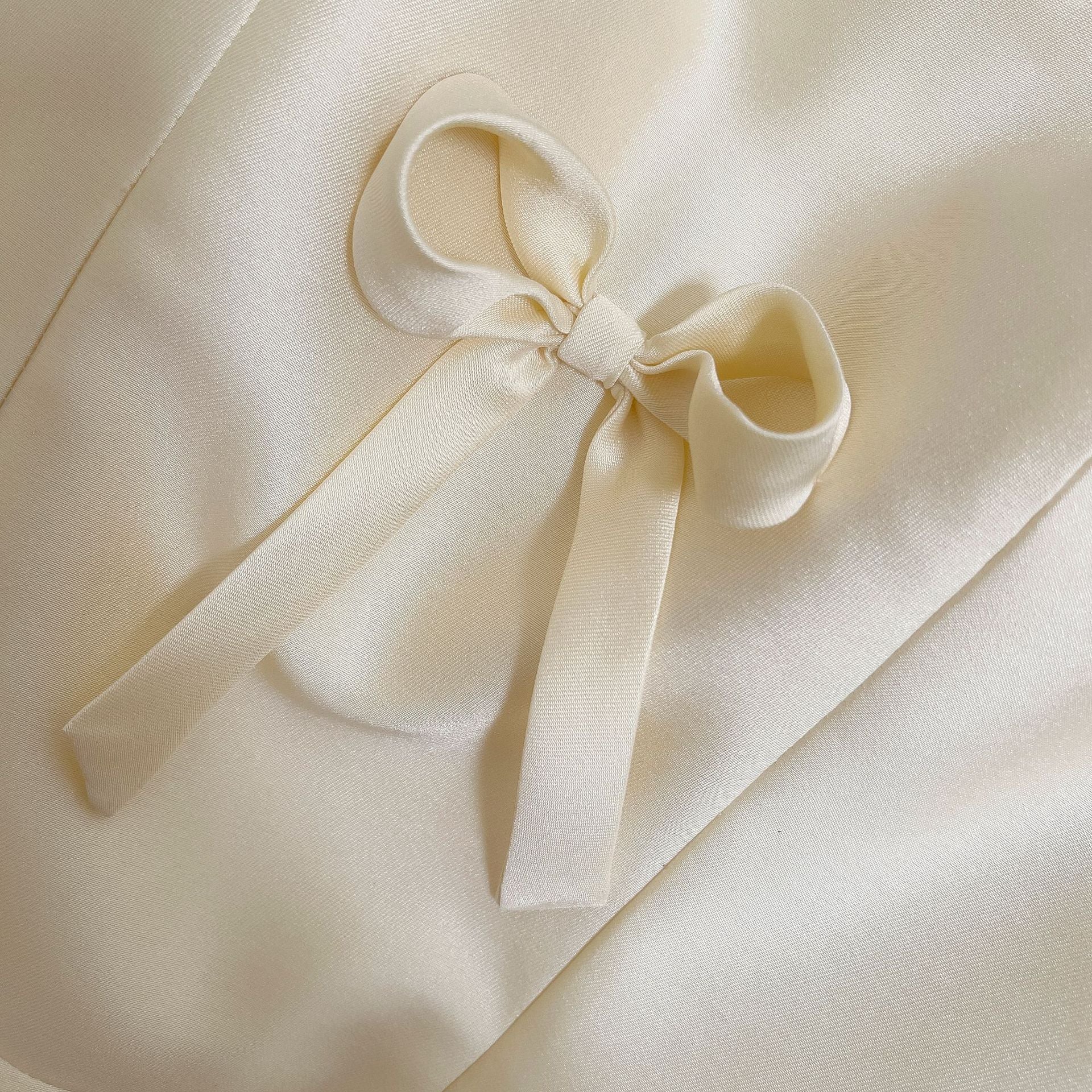 Strapless Engagement Dress, Morning Robe, Toast Dress, Satin Bow Fairy Dress, Strapless Suspender Dress 69377