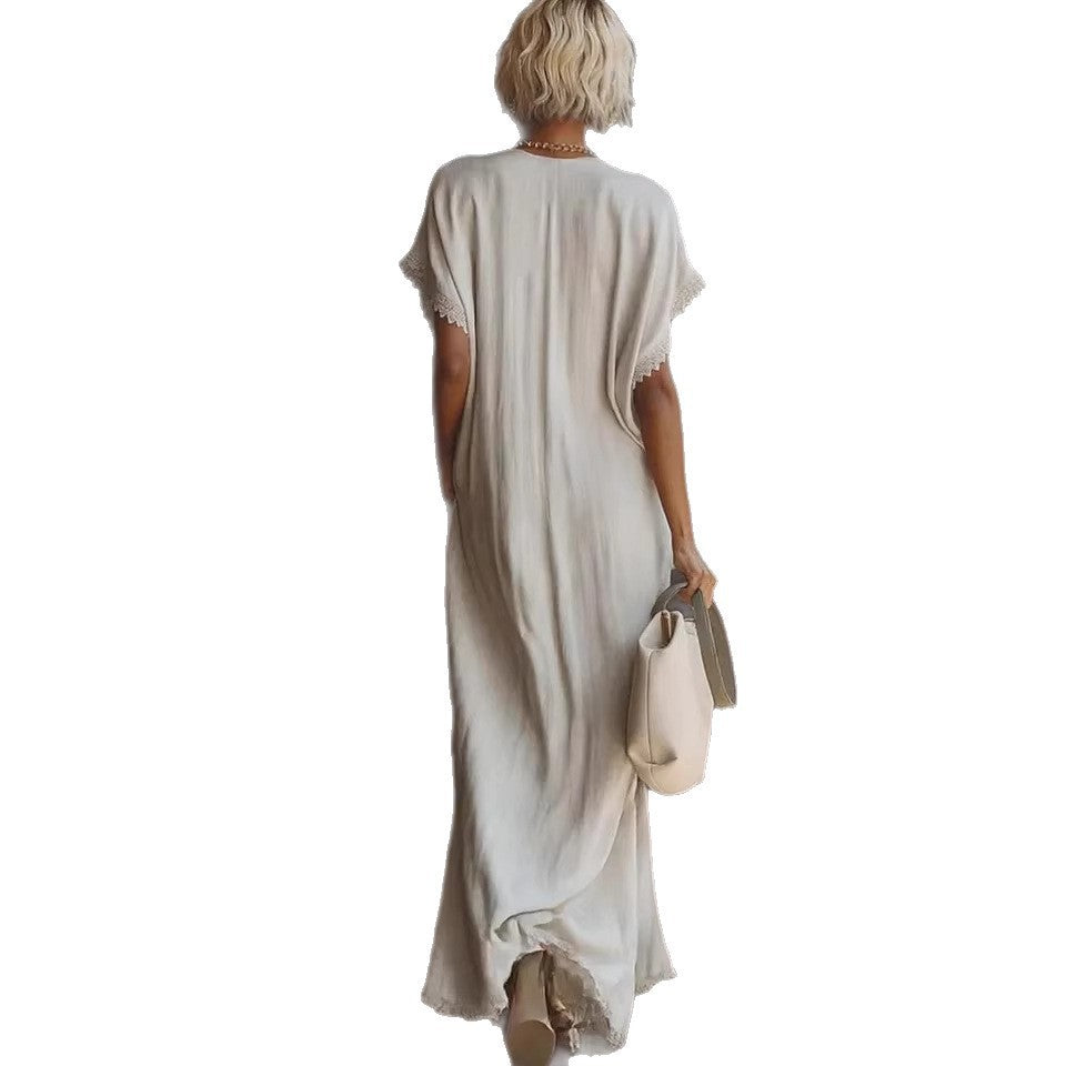 Loose Linen Cotton Long Skirt