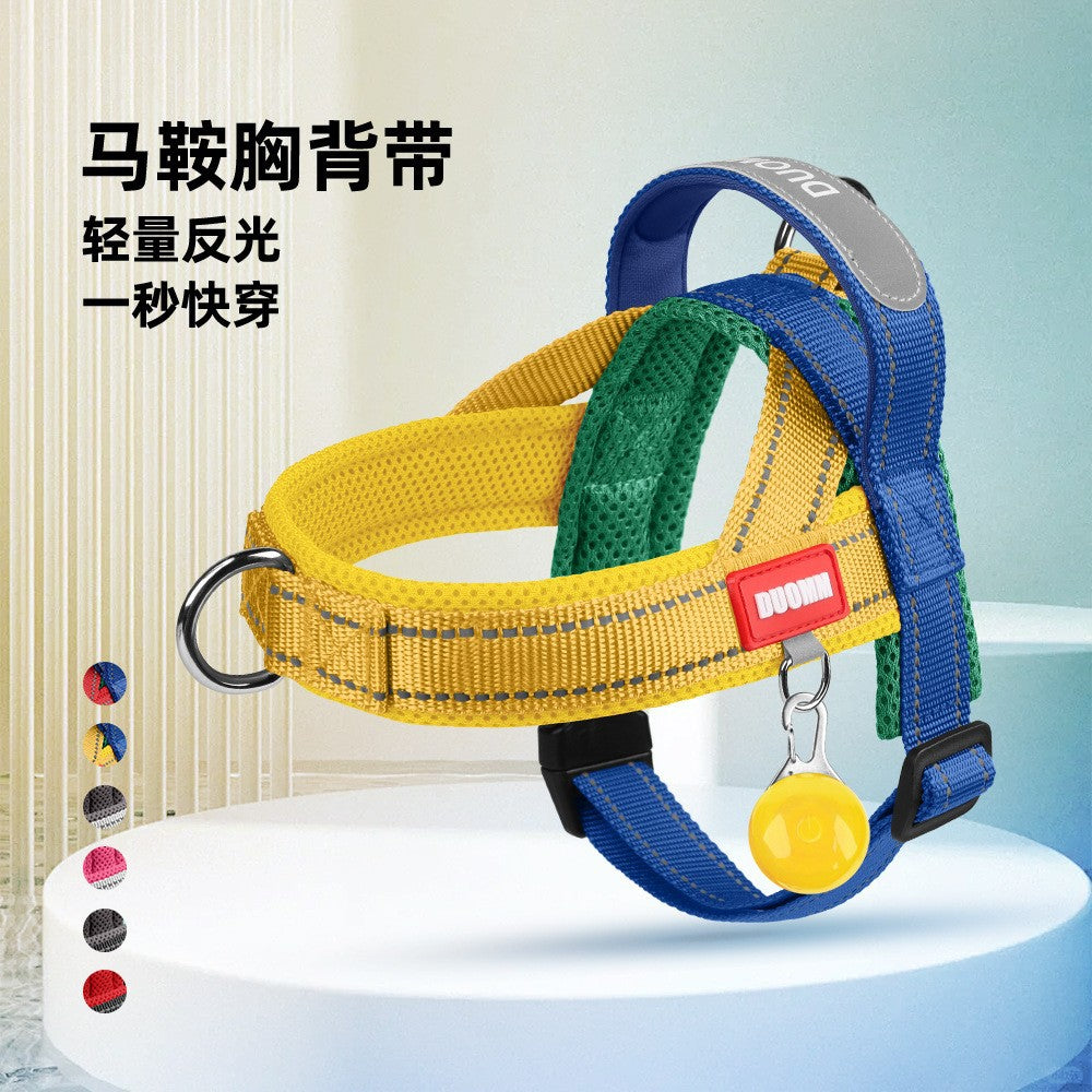 Pet Saddle Harness Reflective Explosion-Proof Puppy Harness Outdoor Dog Leash Color Matching Dog Leash Summer