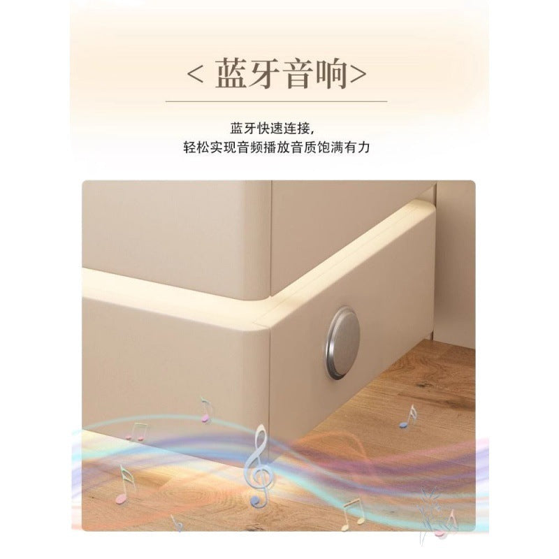 Bedside Table Simple Solid Wood Modern Wireless Charging Multifunctional Suspension Light Luxury Home Bedroom Bedside Cabinet Smart