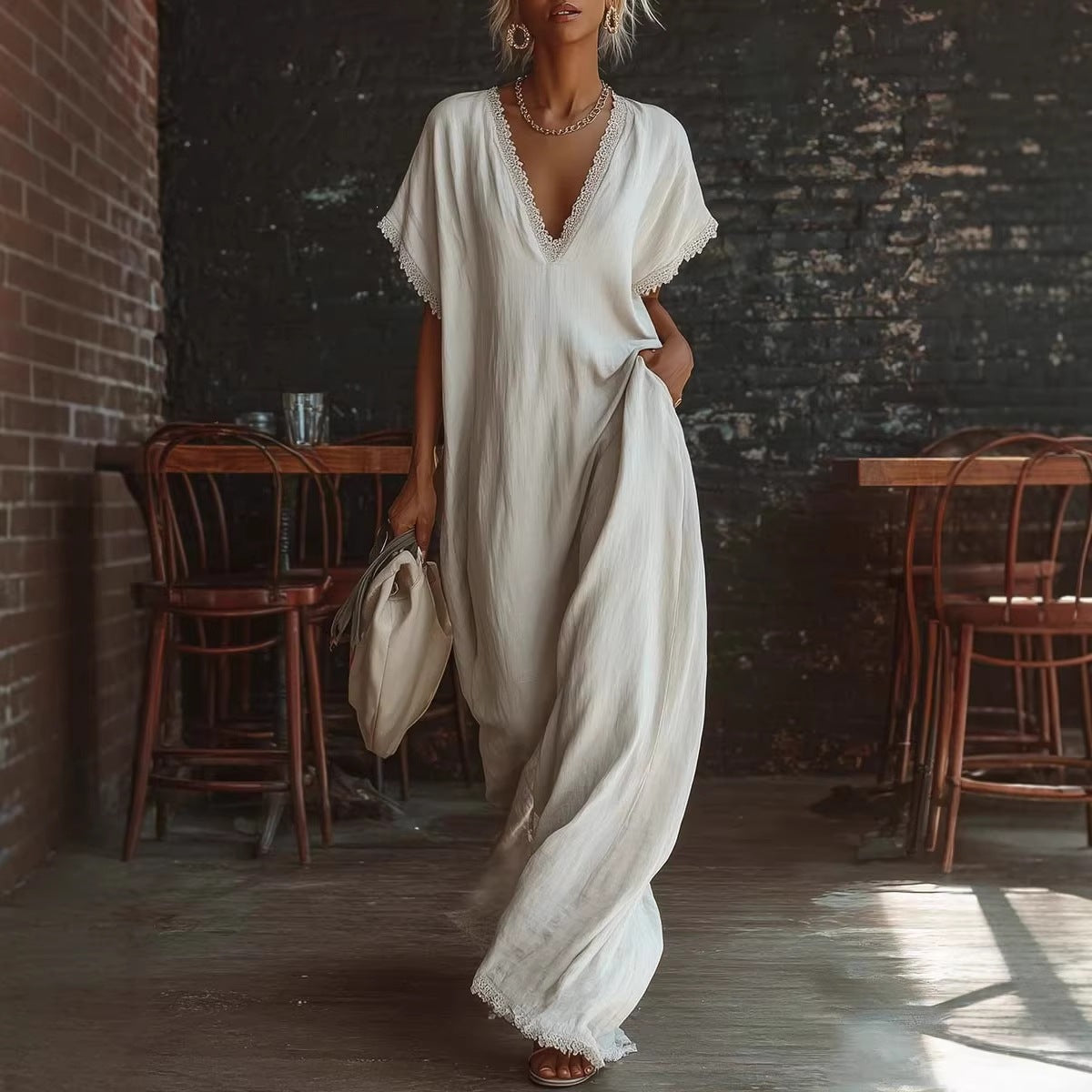 Loose Linen Cotton Long Skirt