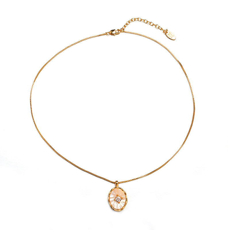 Retro Popular Hot Selling Necklace Jewelry Malachite Electroplated Brass 18K Zircon Necklace