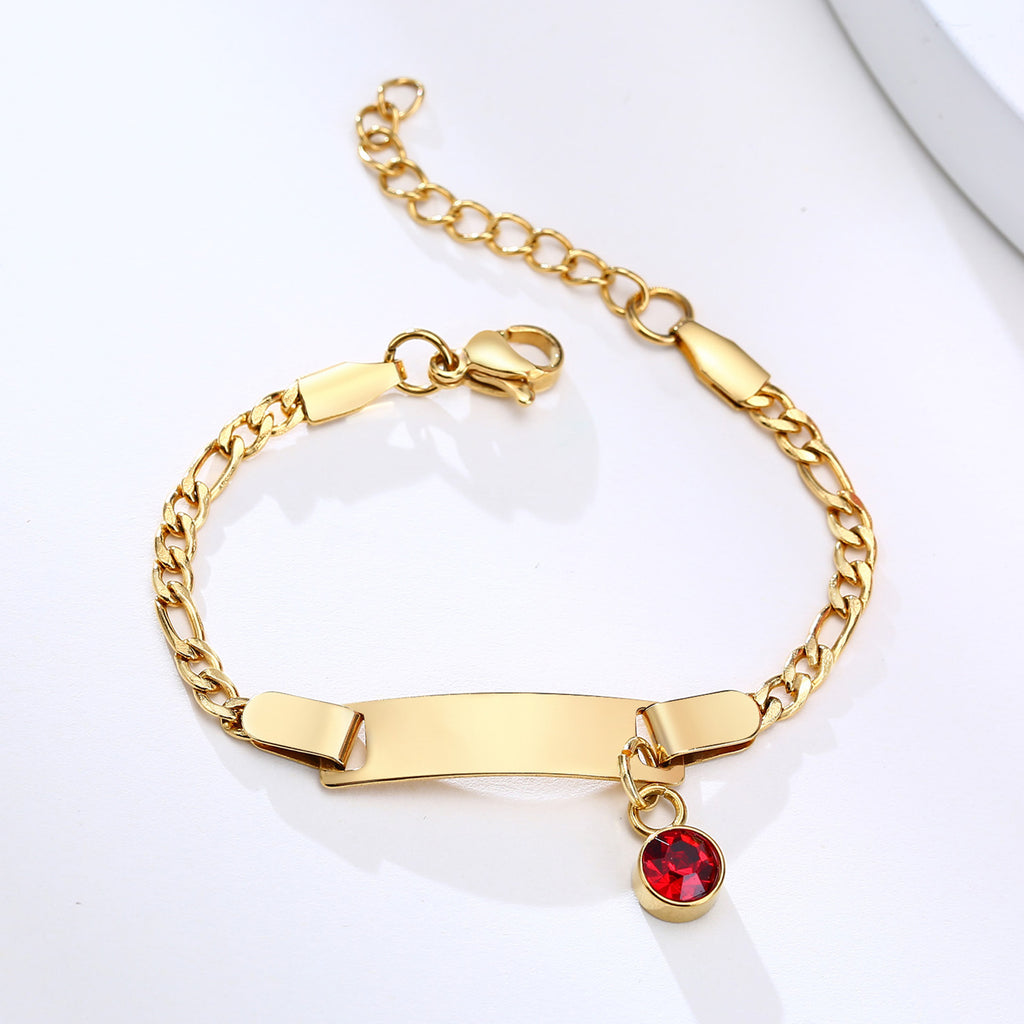 DIY Name Birthstone Bracelet Personalized Stainless Steel English Letters Children's Baby Birth Commemorative Gift