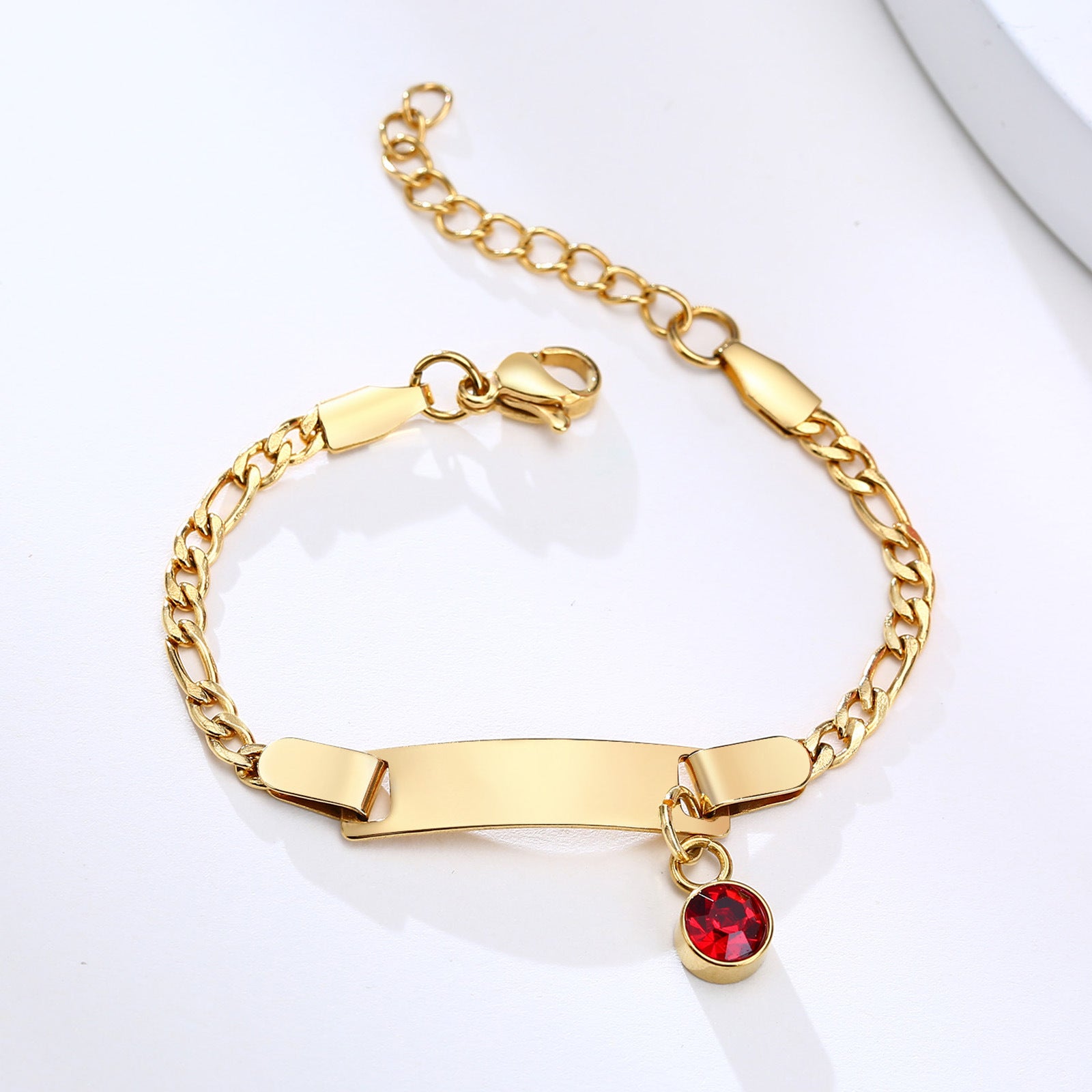 DIY Name Birthstone Bracelet Personalized Stainless Steel English Letters Children's Baby Birth Commemorative Gift