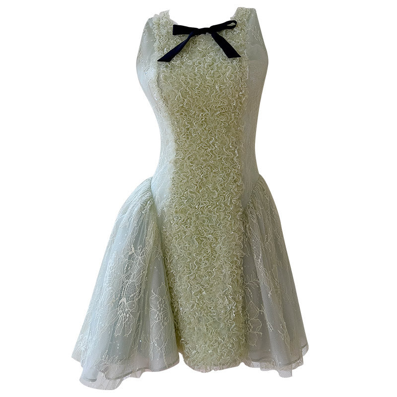 Light Luxury Socialite French Style Dress, Elegant Waist Slimming Look Tutu Skirt, Princess Dress 69410