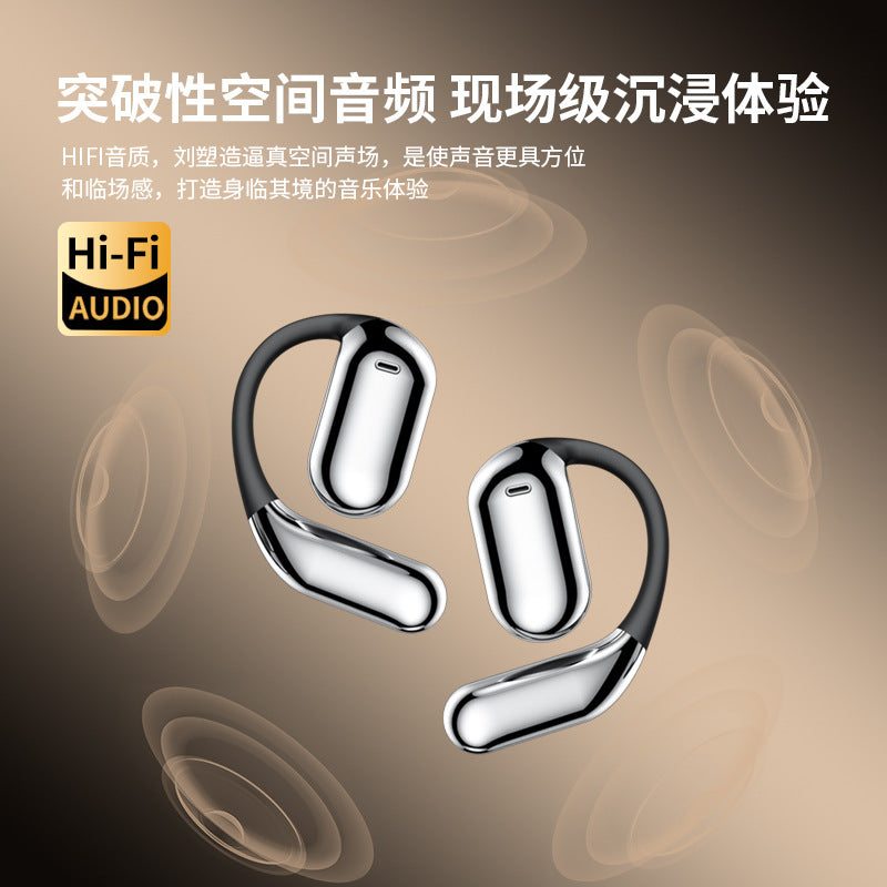 LCD Color Screen Bluetooth Headset Open No-Ear Sports Wireless Intelligent AI Translation Headset