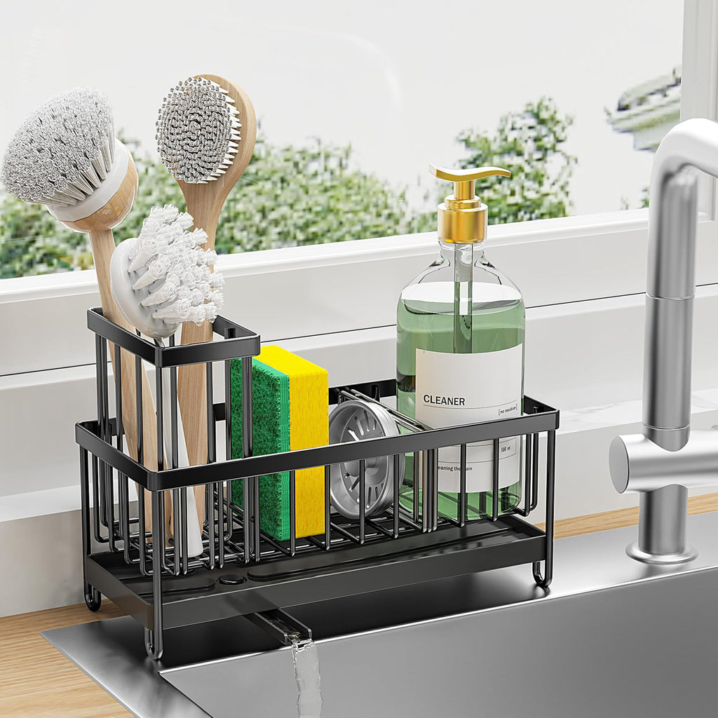 Dishwashing Sponge Rack Without Punching Wall-Mounted Long Brush Storage Rack Countertop Sink Rag Drain Rack