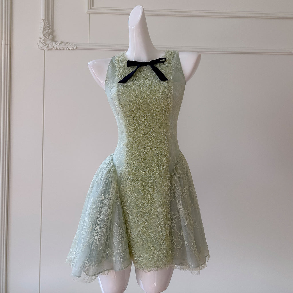 Light Luxury Socialite French Style Dress, Elegant Waist Slimming Look Tutu Skirt, Princess Dress 69410