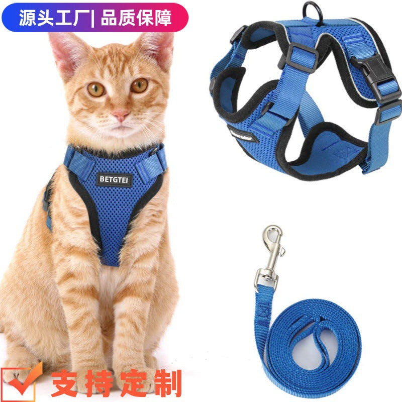 Cat Leash Anti-Escape Adjustable Cat Harness Vest-Style Pet Harness Retractable Anti-Escape