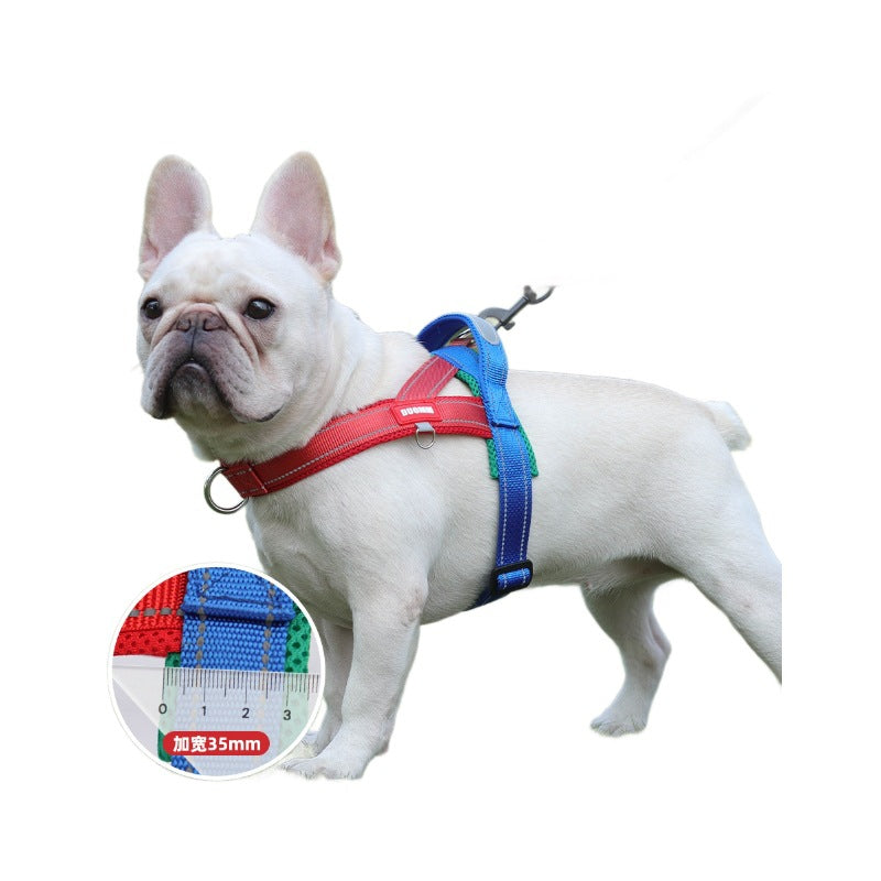 Pet Saddle Harness Reflective Explosion-Proof Puppy Harness Outdoor Dog Leash Color Matching Dog Leash Summer
