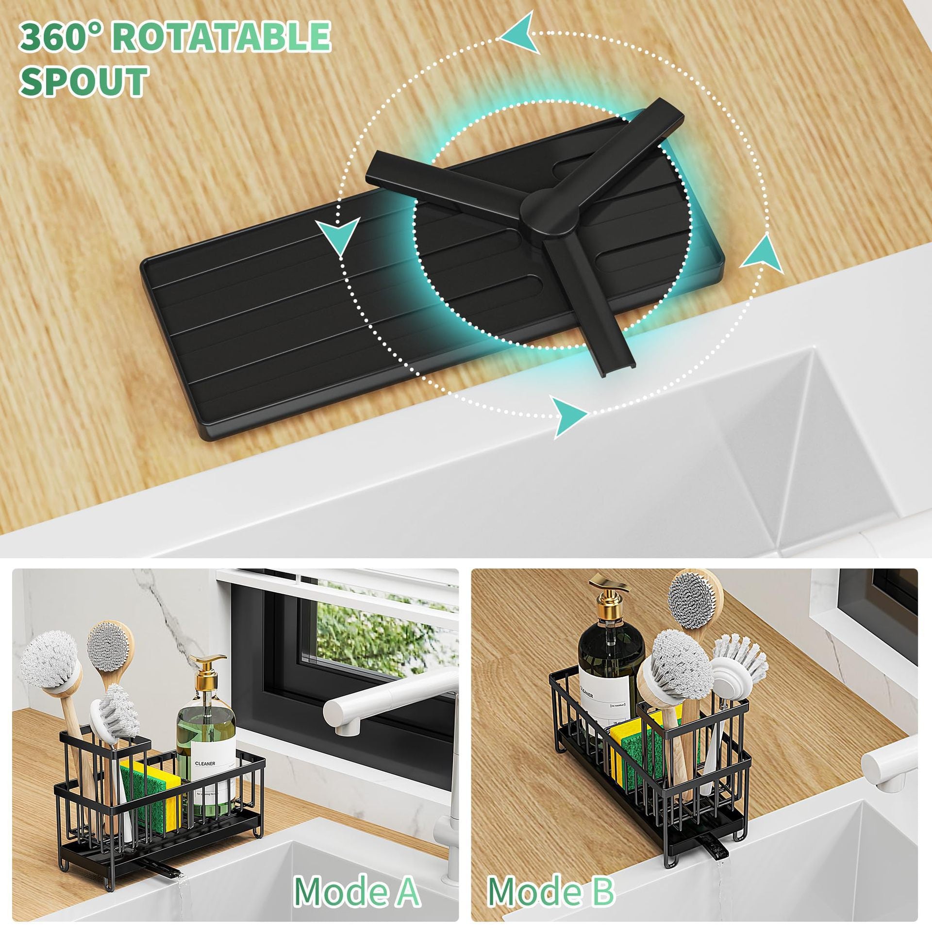 Dishwashing Sponge Rack Without Punching Wall-Mounted Long Brush Storage Rack Countertop Sink Rag Drain Rack