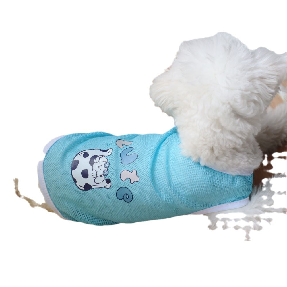 Cat And Dog Clothes Spring And Summer Grid Vest Thin Cute Cartoon Printed Vest Bears Golden Retriever Corgi Medium And Large Dog