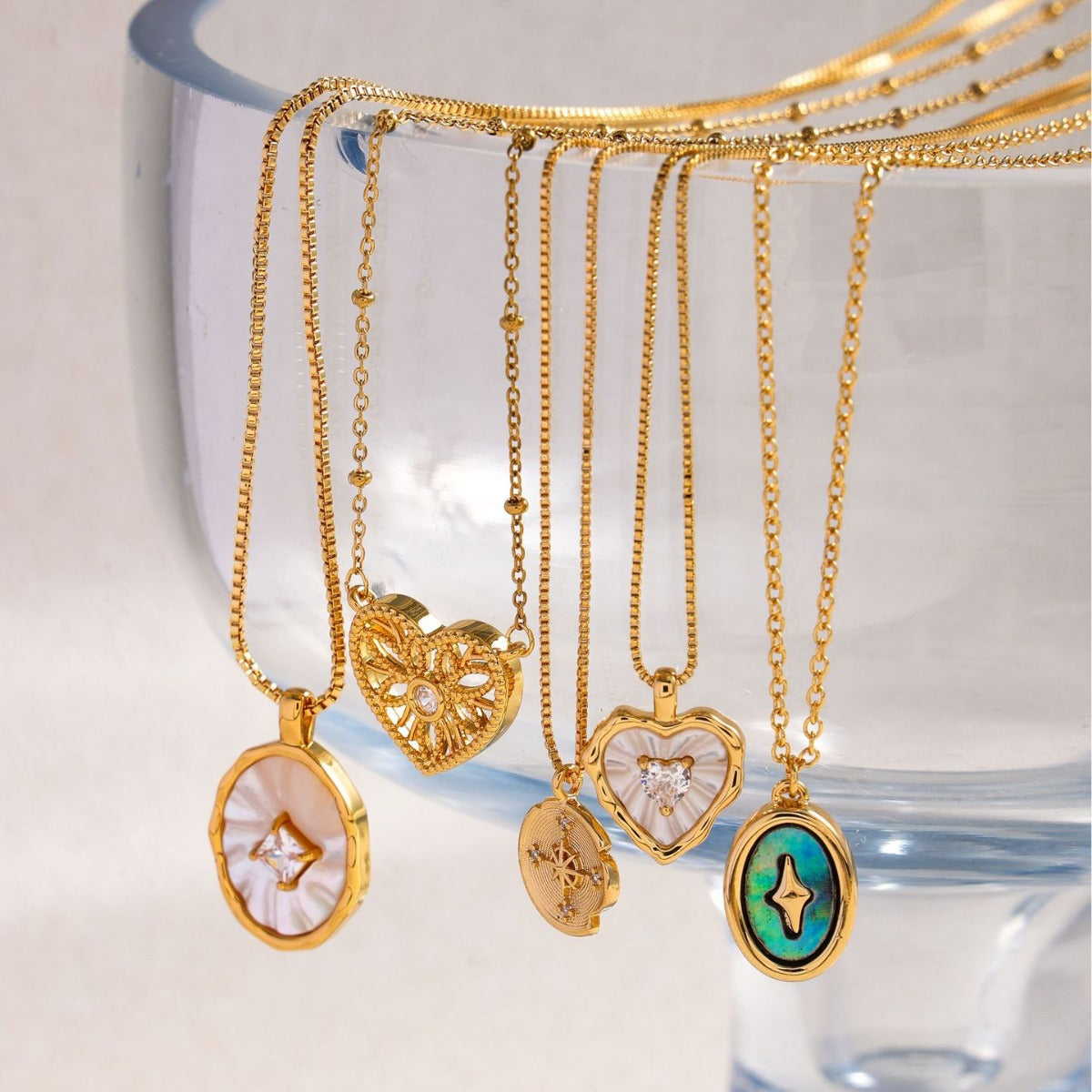 Retro Popular Hot Selling Necklace Jewelry Malachite Electroplated Brass 18K Zircon Necklace