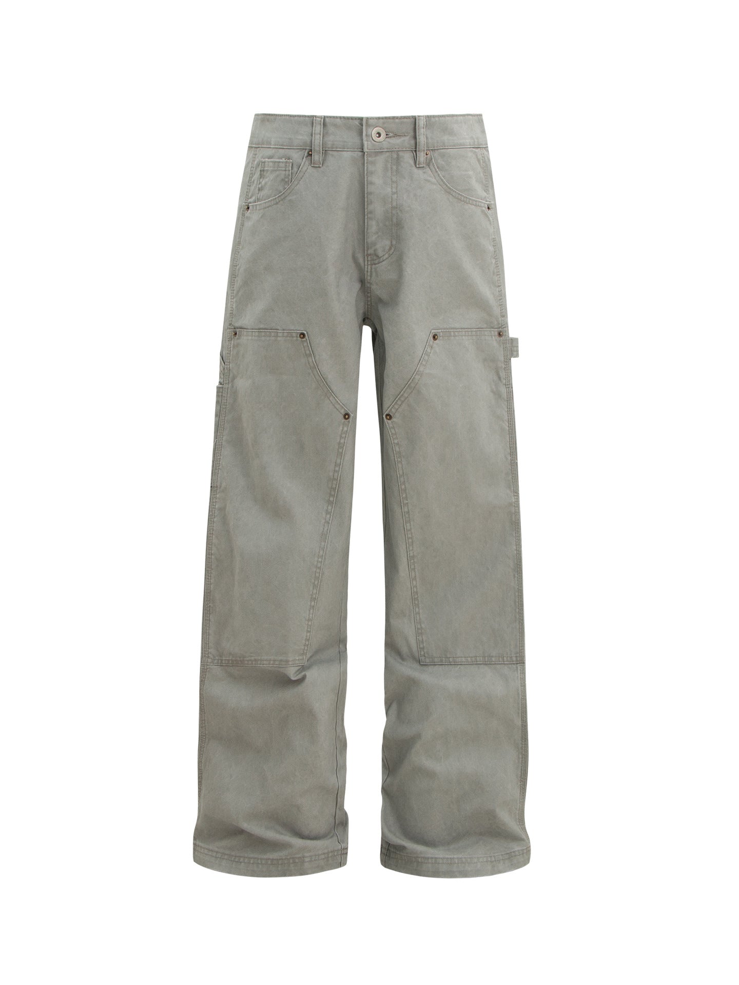 American Retro B01 Washed Double-knee Logging Pants Trendy Brand Men's And Women's Cleanfit Loose Straight Workwear Casual Pants