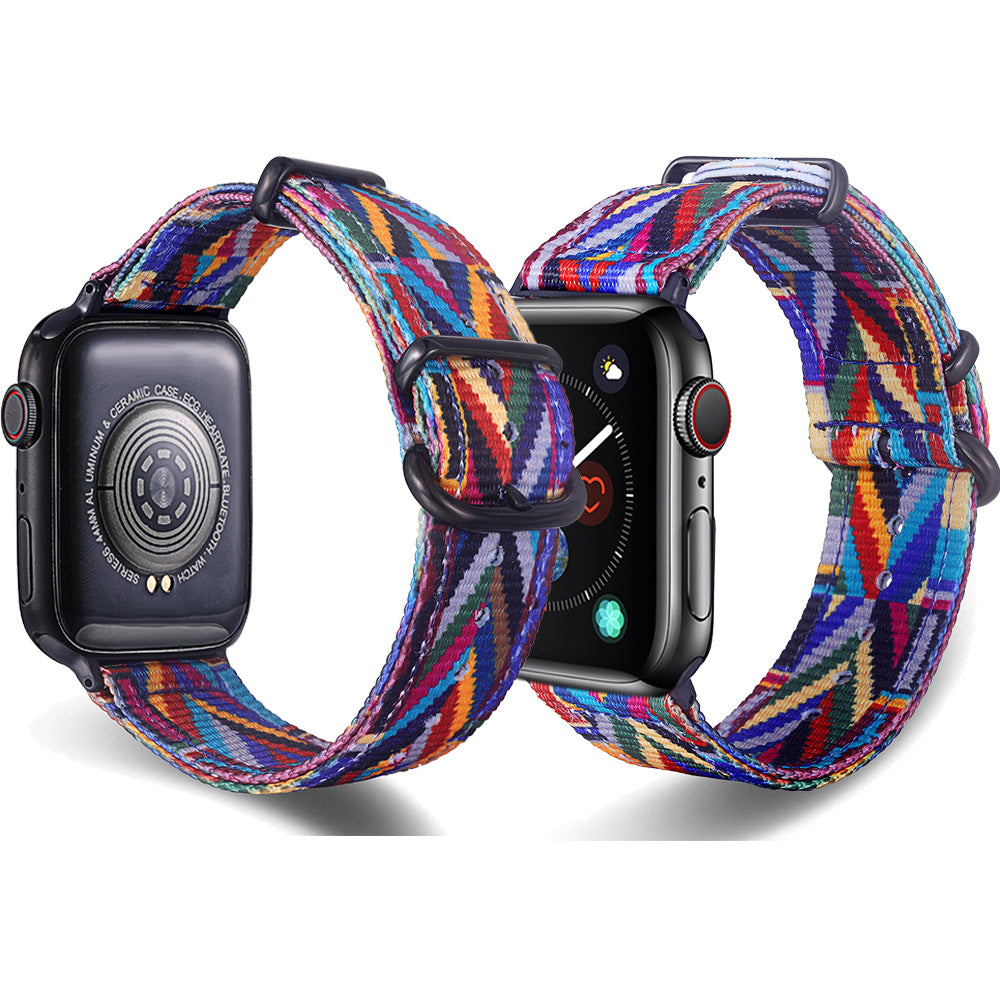Suitable For The New Apple Apple7/6 Rainbow Nylon Strap American Flag Strap 5/4/3/2/1 Replacement Strap