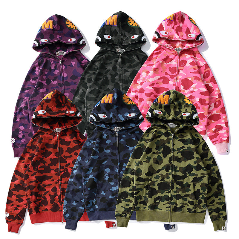 Cotton Print Classic Multicolor Embroidered Plus Size Loose Fleece-lined Cardigan Hooded Jacket