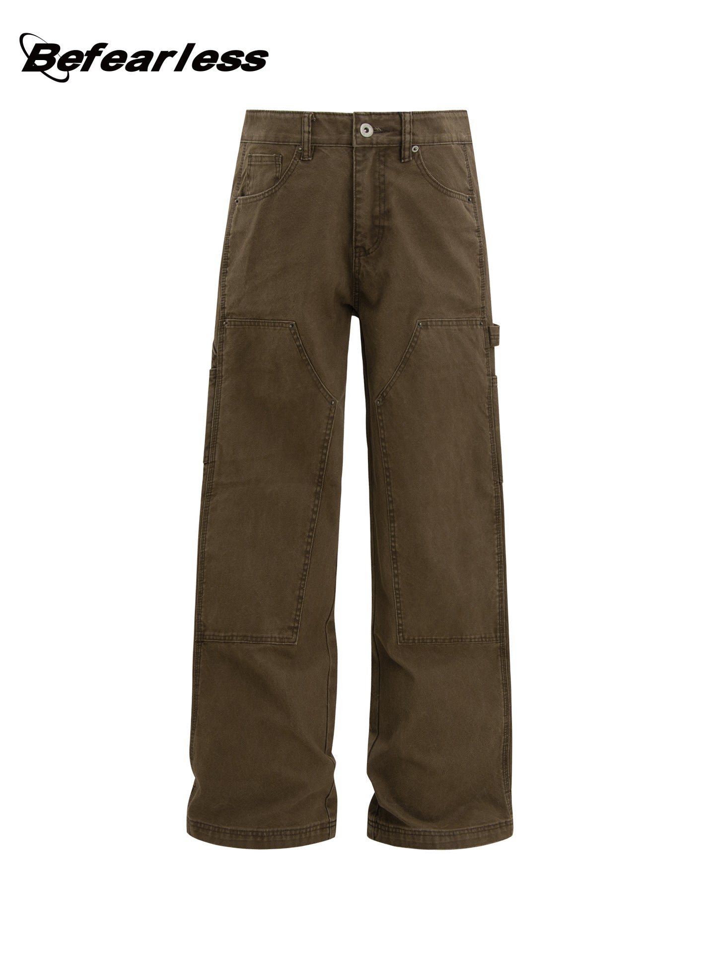 American Retro B01 Washed Double-knee Logging Pants Trendy Brand Men's And Women's Cleanfit Loose Straight Workwear Casual Pants