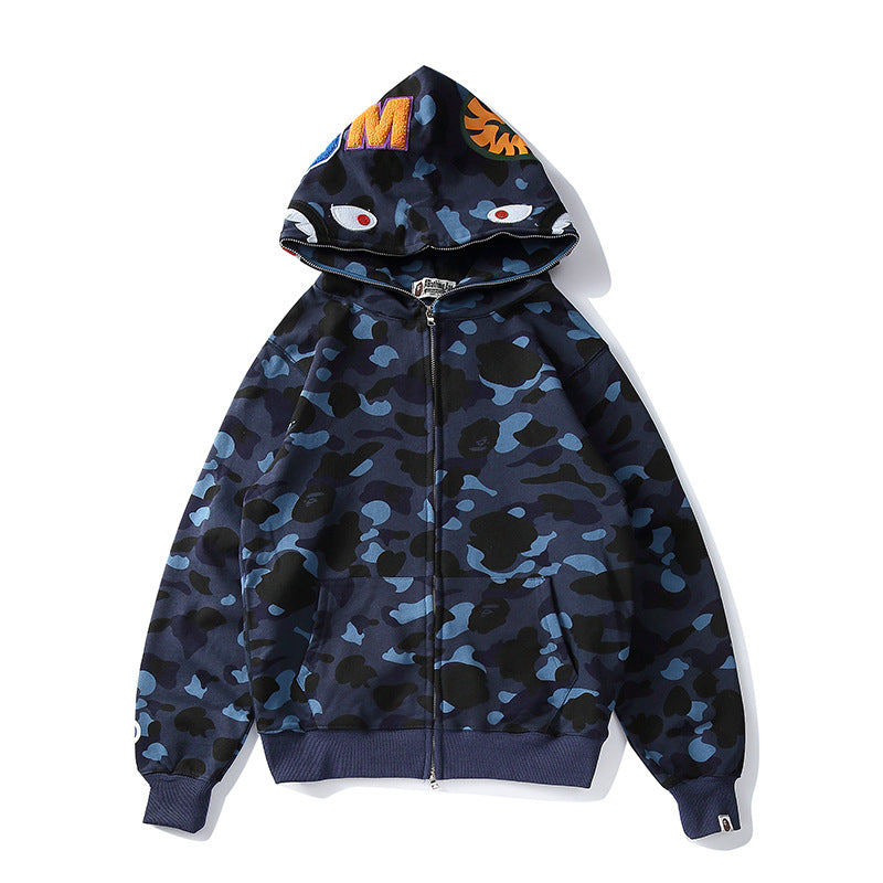 Cotton Print Classic Multicolor Embroidered Plus Size Loose Fleece-lined Cardigan Hooded Jacket