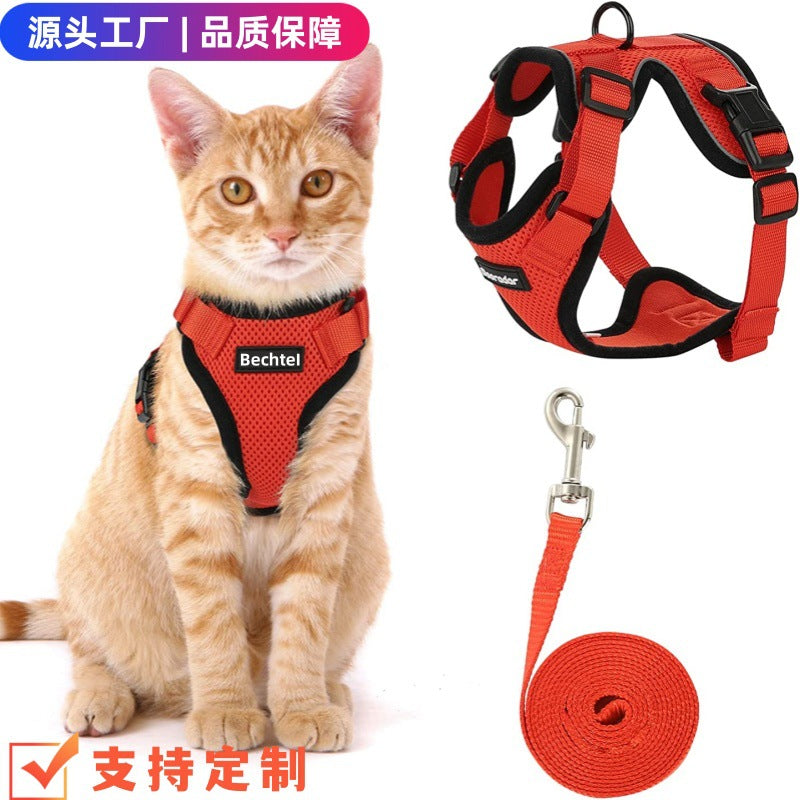 Cat Leash Anti-Escape Adjustable Cat Harness Vest-Style Pet Harness Retractable Anti-Escape