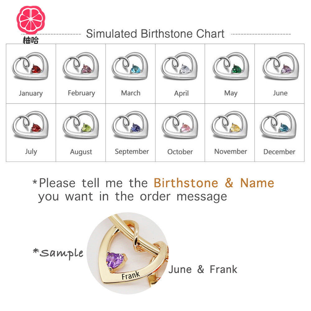 12-color Birthstone Curved Love Bracelets With Engraved Diy Name