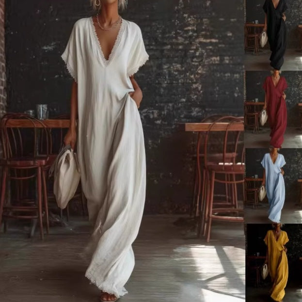 Loose Linen Cotton Long Skirt