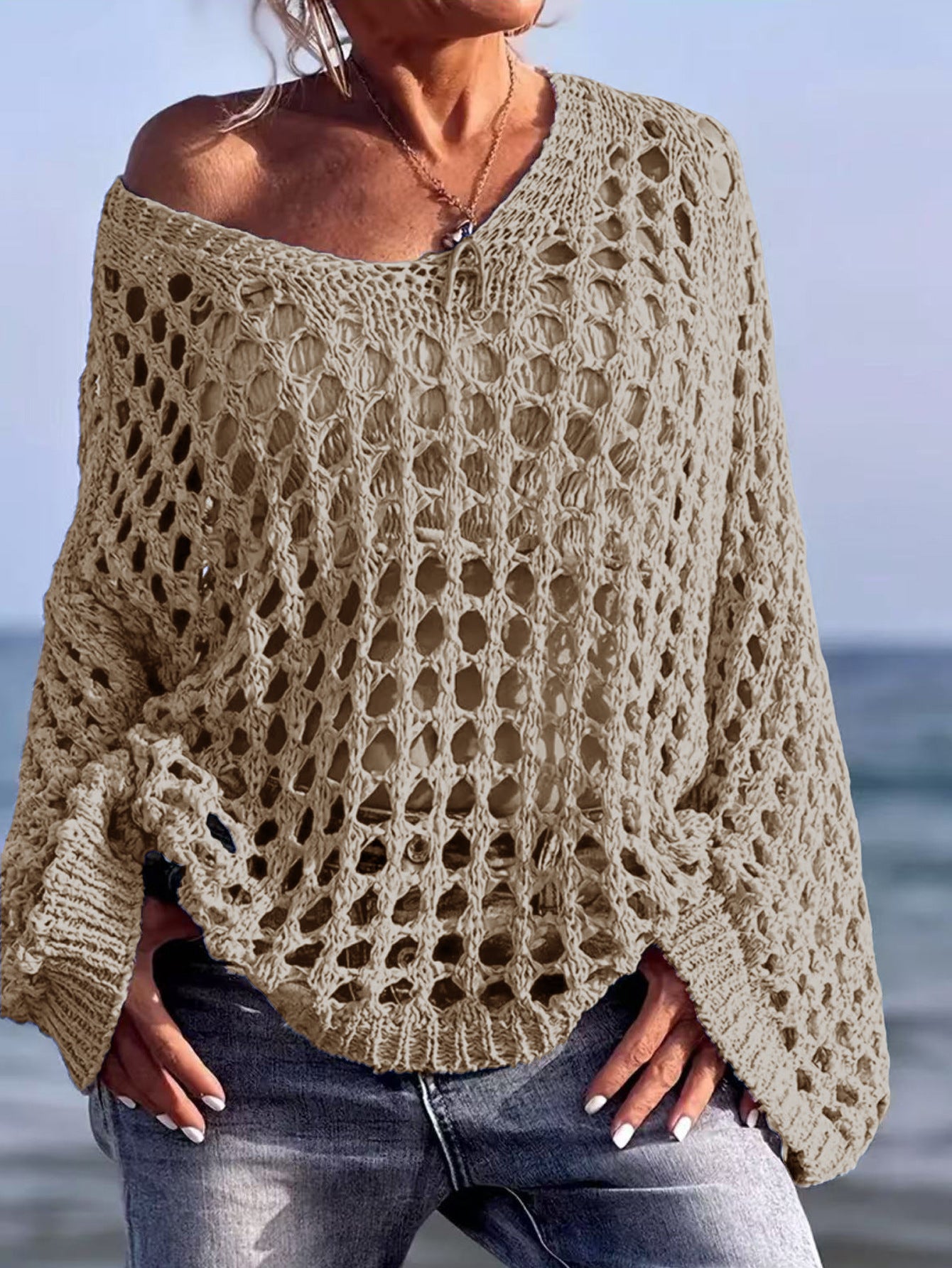Knitted Sweater For Women Spring And Summer Beach Cover-up Top