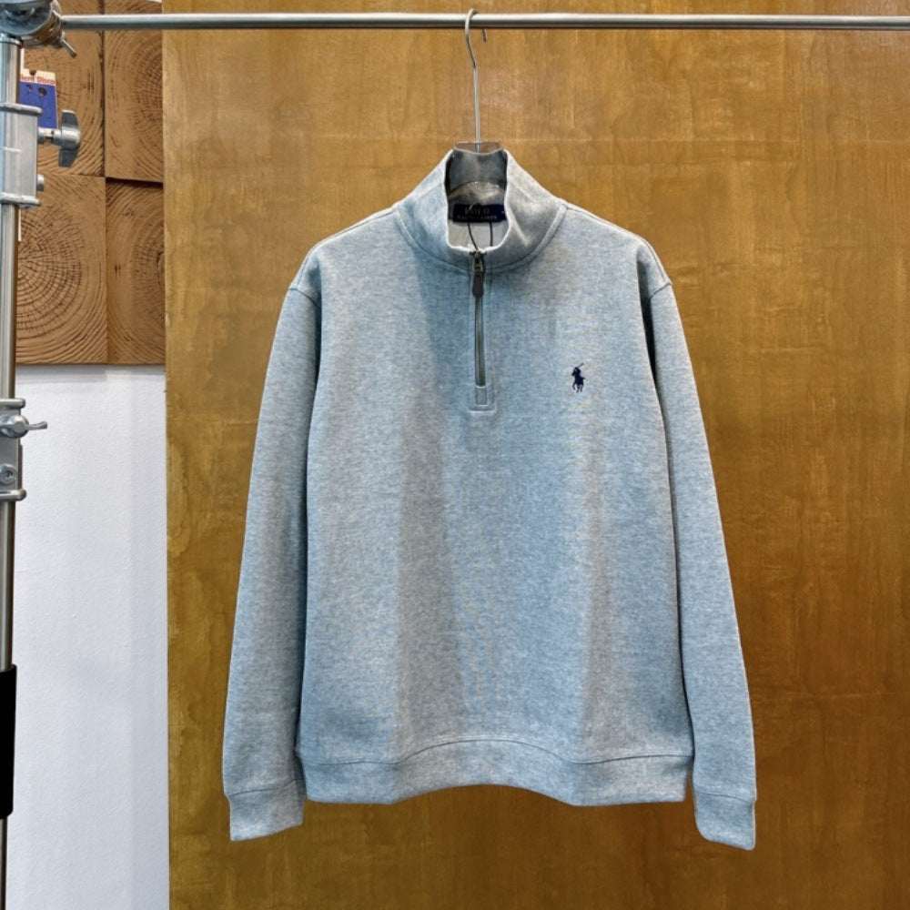 Cotton Retro Style Half-zip Sweater Long-sleeved Sweatshirt Men's Po