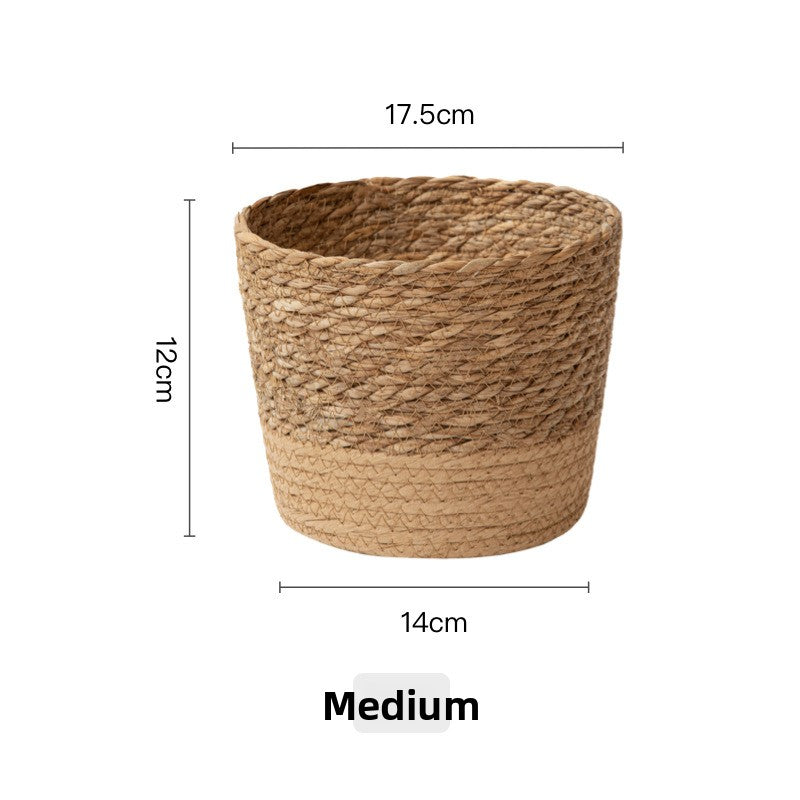 Handwoven Straw Plant Pot with Waterproof Layer