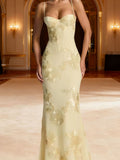Embroidered Backless Long Dress