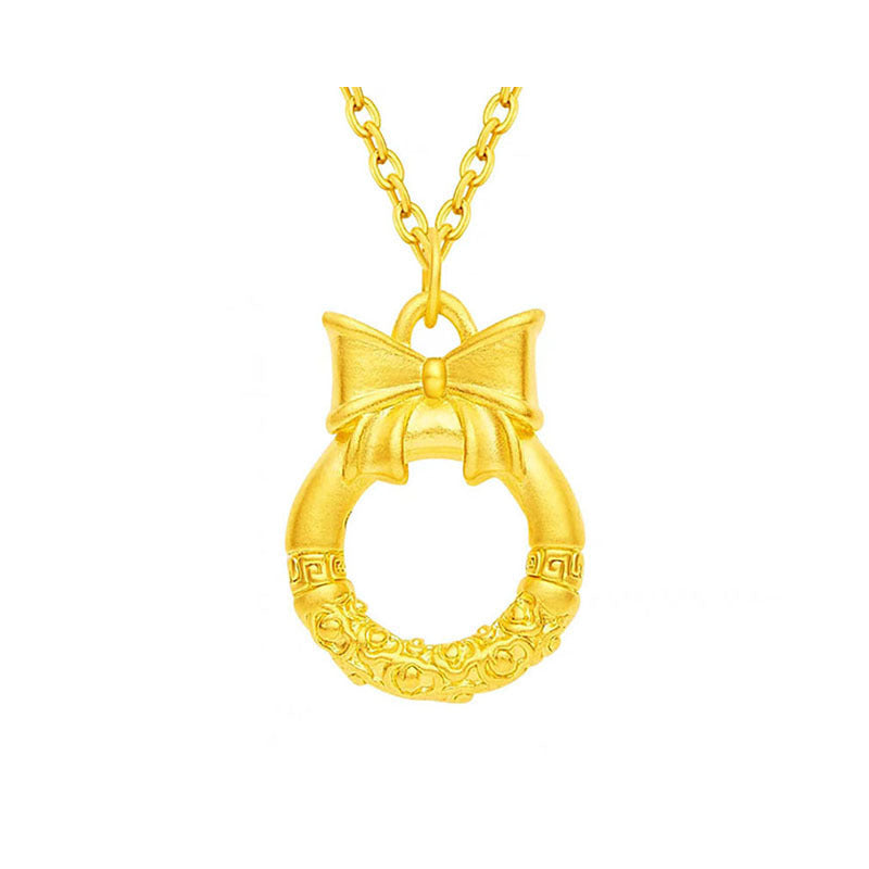 3D Hard Gold Pendant Necklace with Gift Box