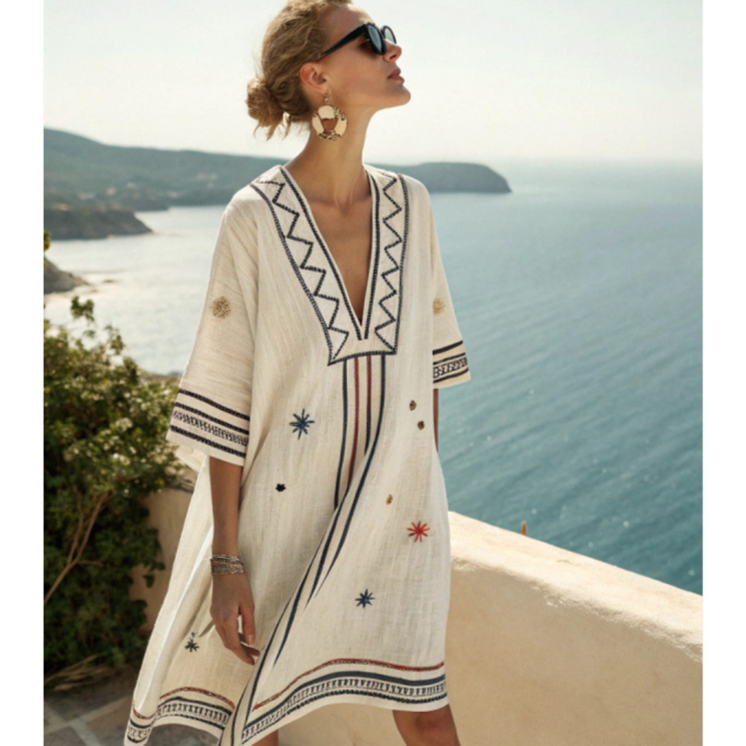 Floral Print V-Neck Pullover Midi Dress