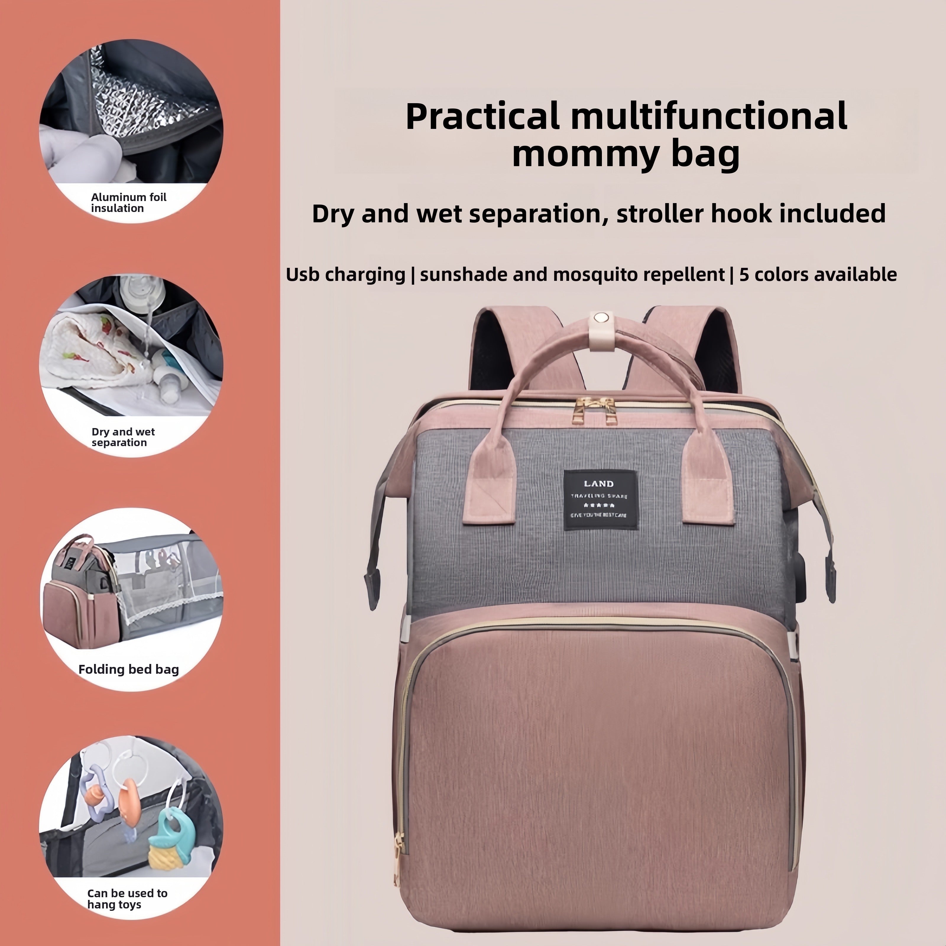 Multi-functional Mosquito-Repellent Foldable Travel Crib and Carry Bag