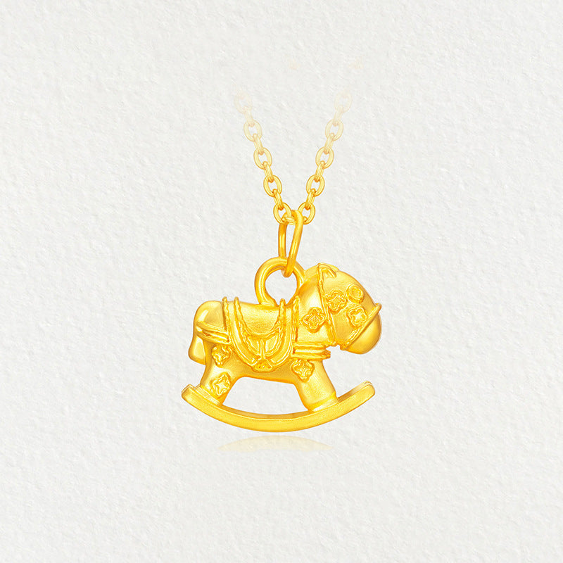 3D Hard Gold Pendant Necklace with Gift Box