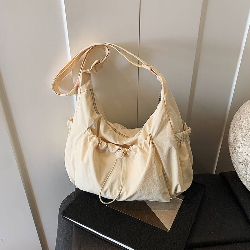 Pleated Nylon Crossbody Bag with Large Capacity