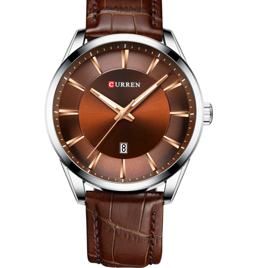 Mens Round Calendar Watch