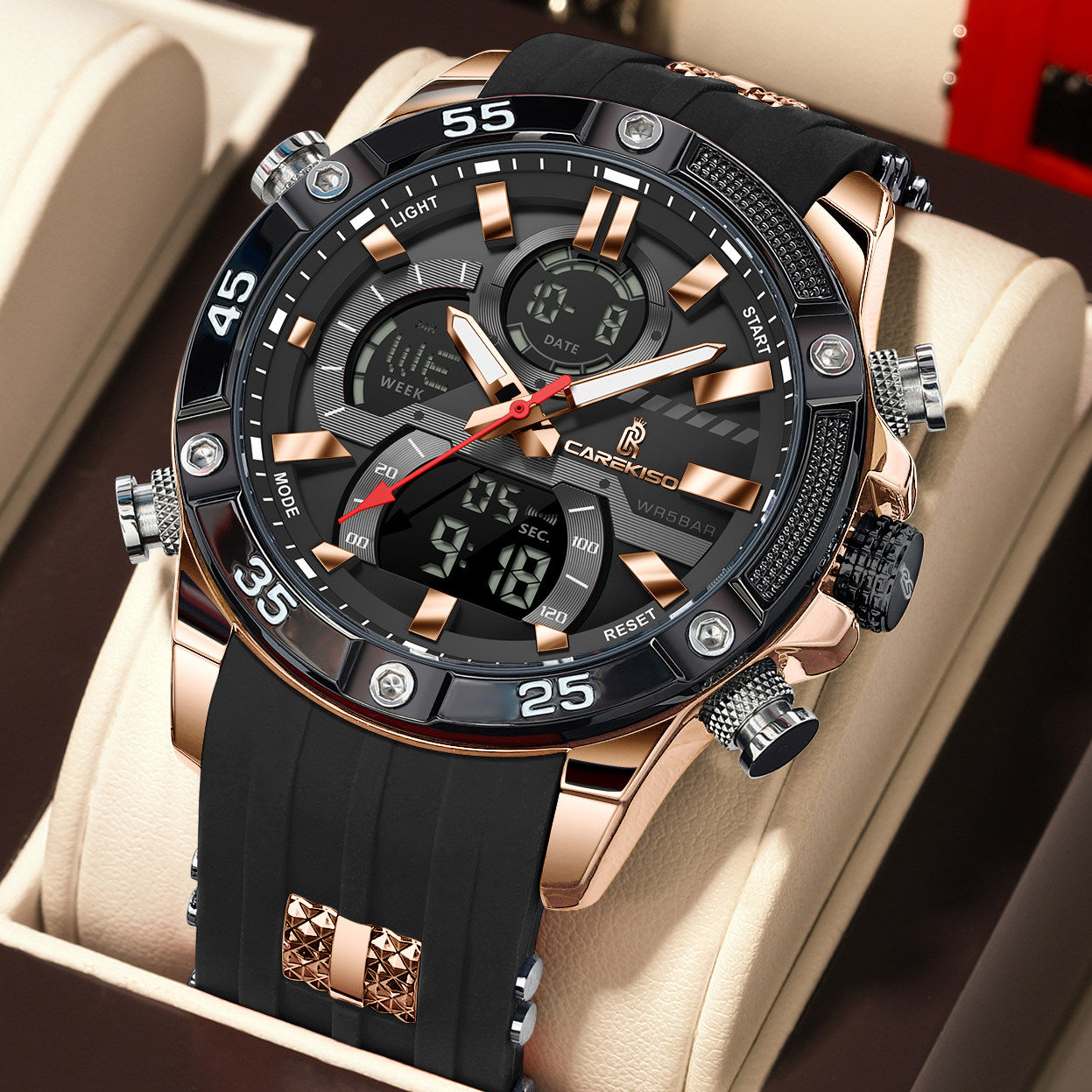 Men's Luminous Dual Display Waterproof Watch