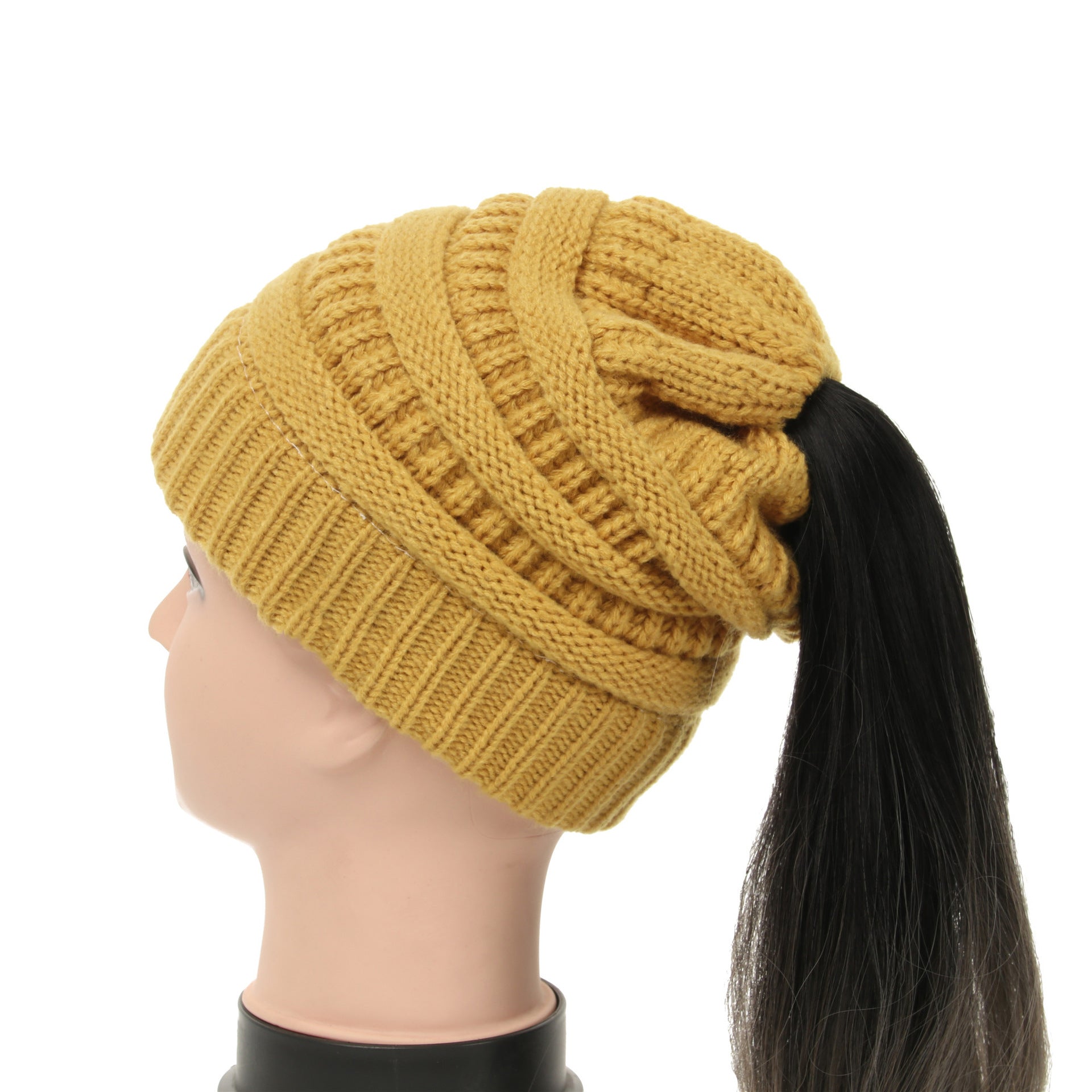 Women's Wool Knit Ponytail Hat