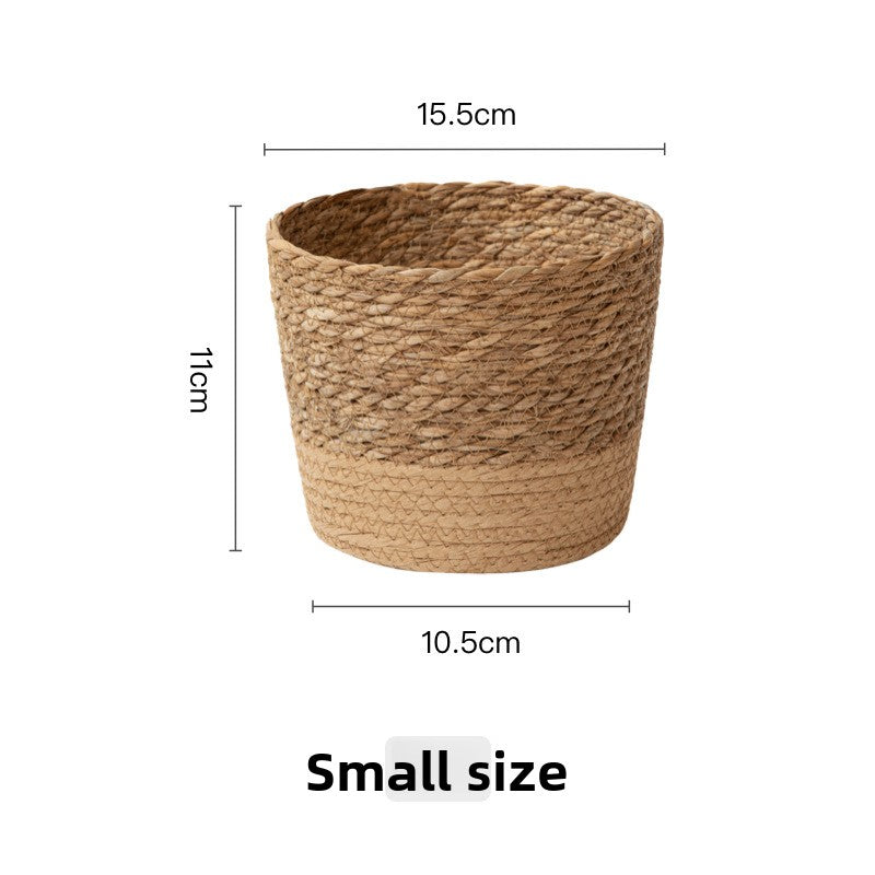 Handwoven Straw Plant Pot with Waterproof Layer
