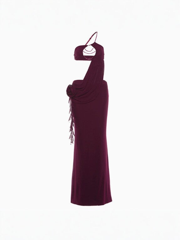 Solid Color Elegant Halter Deep V Backless Fishtail Dress