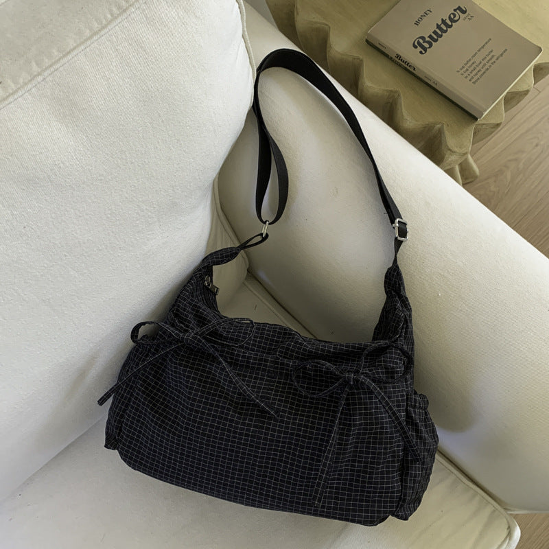 Pleated Nylon Crossbody Bag with Large Capacity