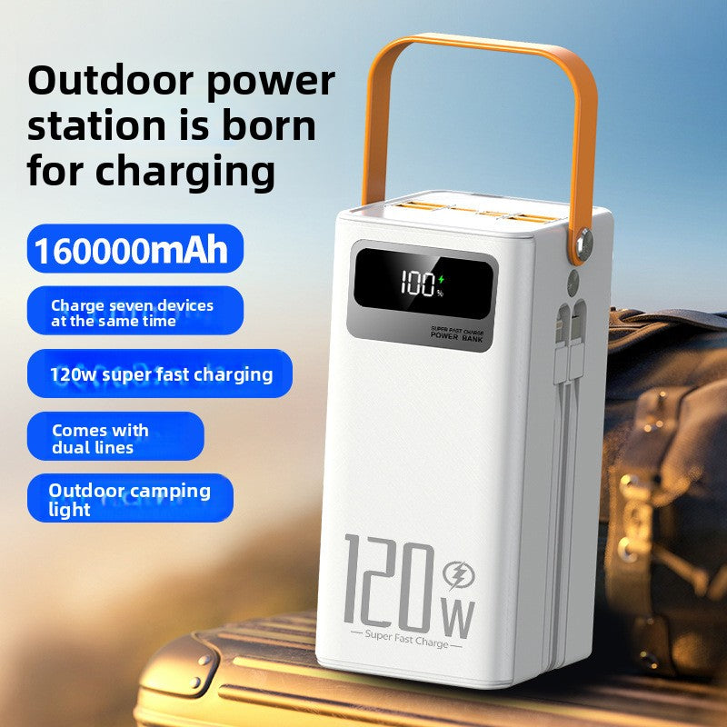 120W Fast Charging Power Bank with Built-in Cable
