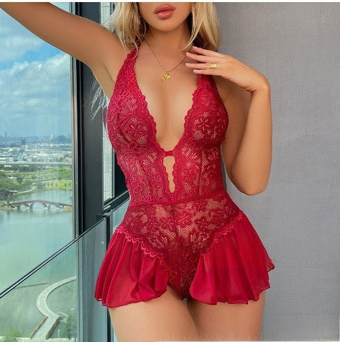 Lace Chemise Dress with Deep V Back