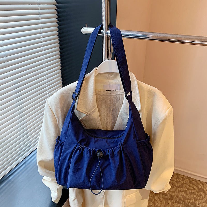 Pleated Nylon Crossbody Bag with Large Capacity