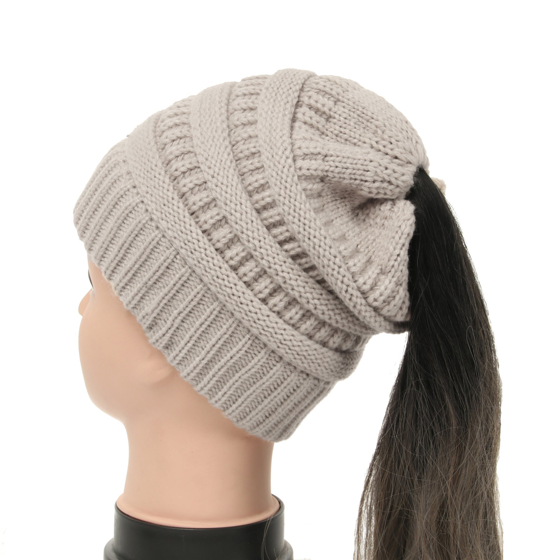 Women's Wool Knit Ponytail Hat