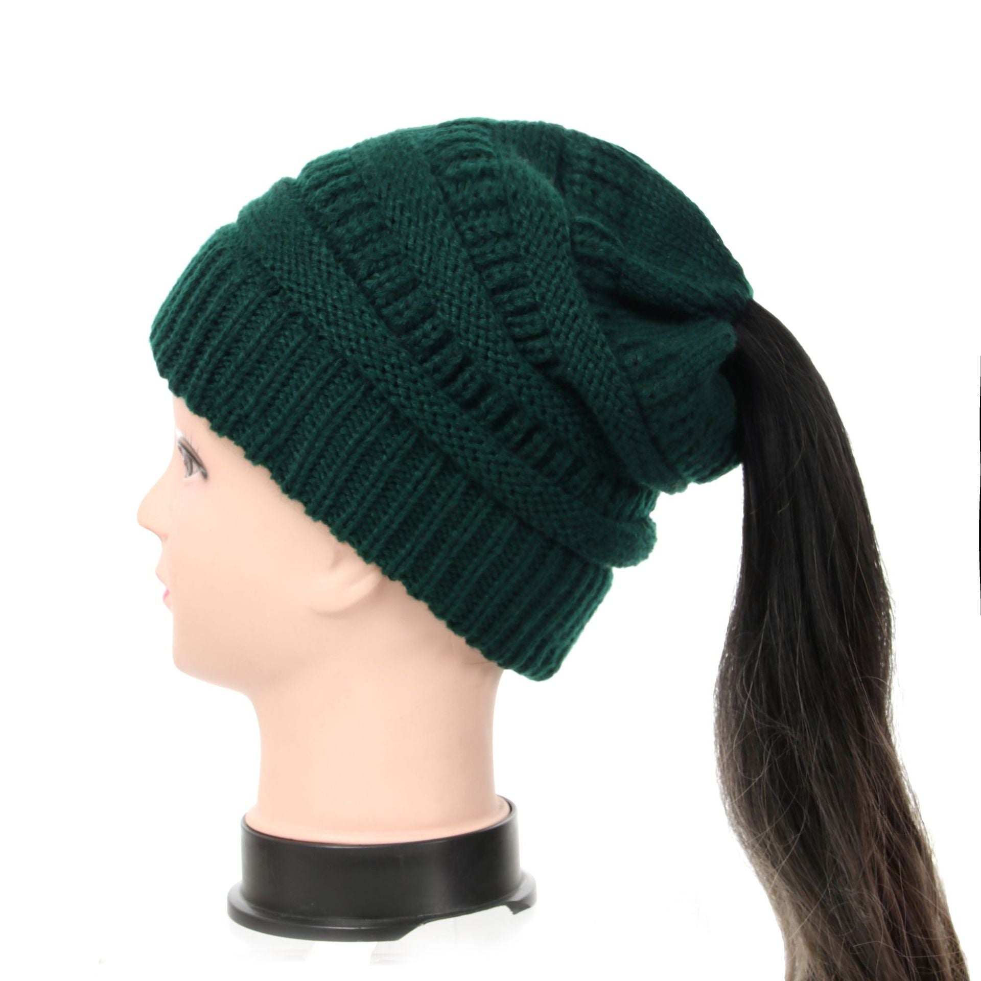 Women's Wool Knit Ponytail Hat