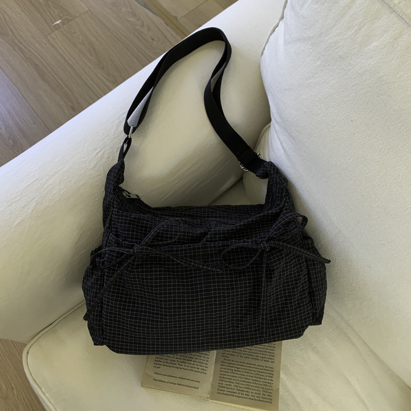 Pleated Nylon Crossbody Bag with Large Capacity