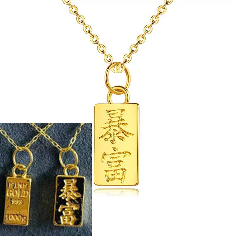 3D Hard Gold Pendant Necklace with Gift Box